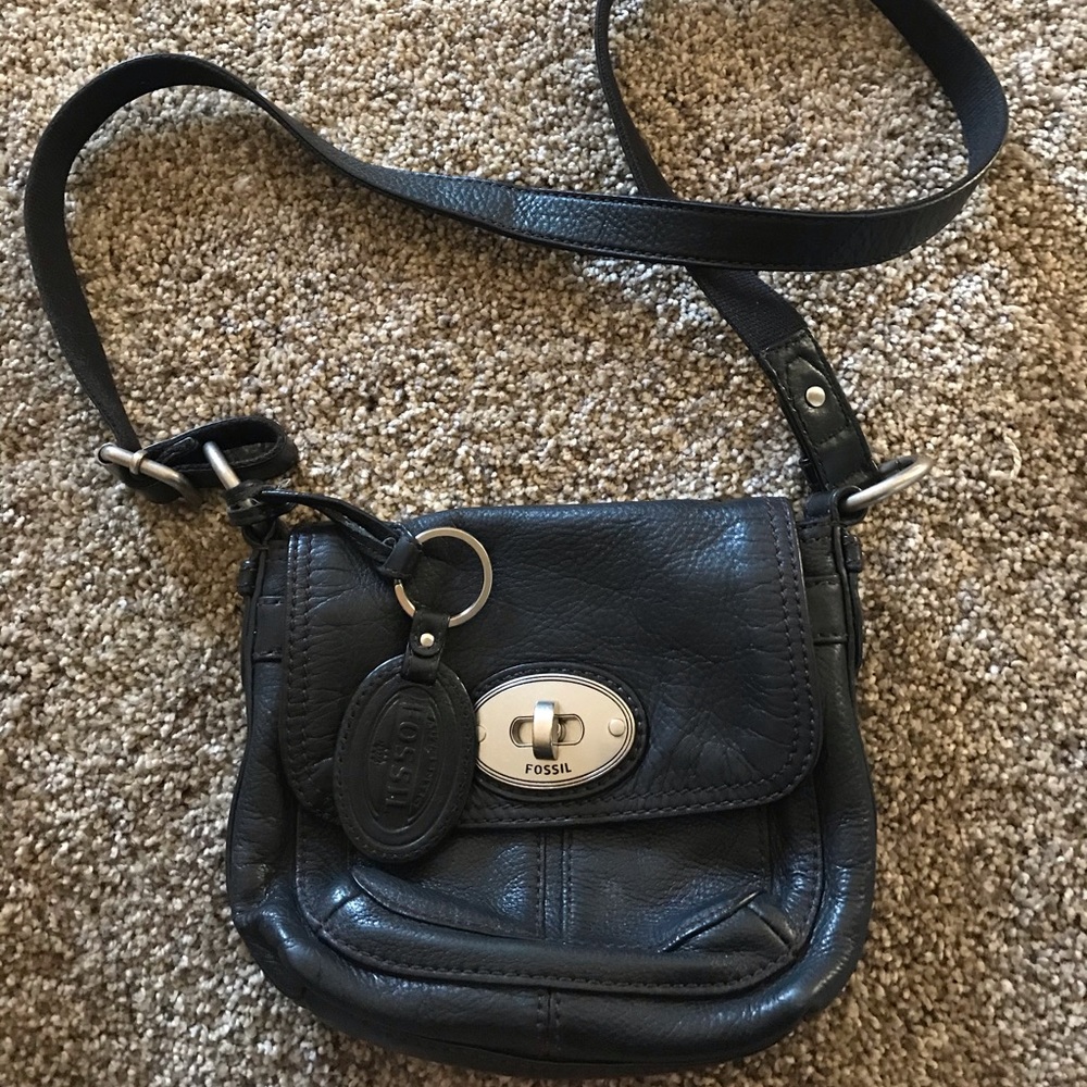 Black Fossil Crossbody Bag